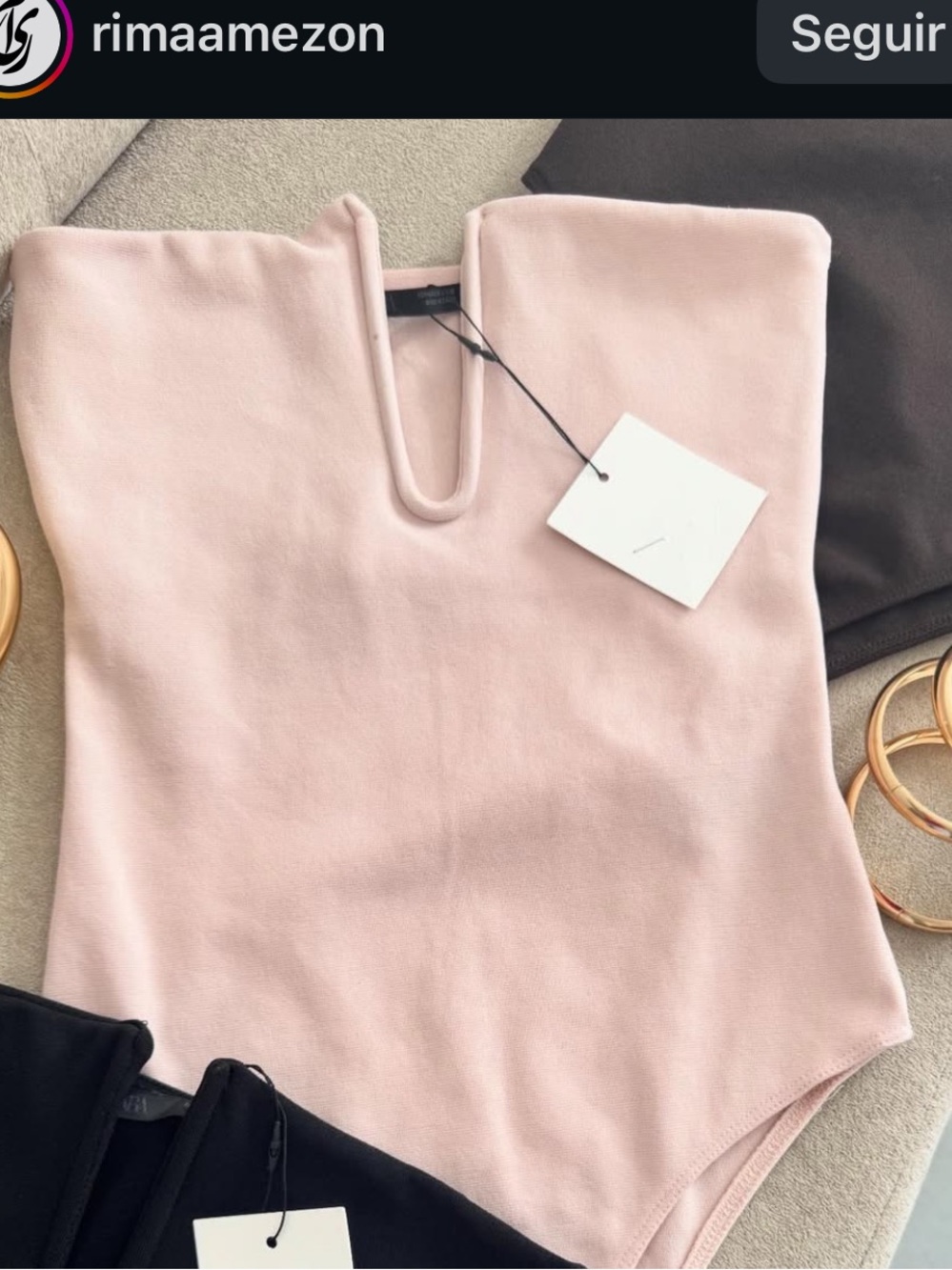 Zara Light Pink Strapless One-Piece Bodysuit with Front Keyhole